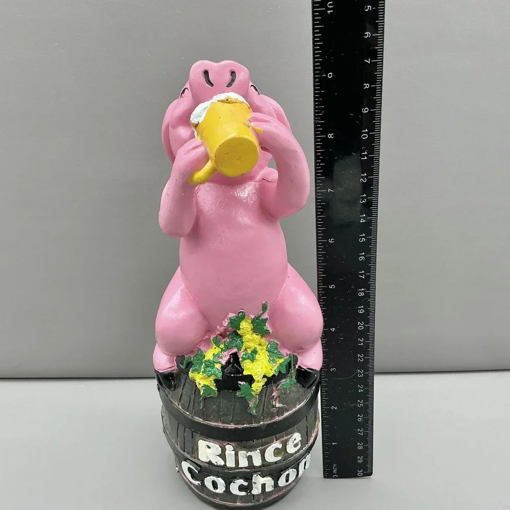 Rince‎ Cochon Pink Pig Beer Tap Handle Barrel Grapes Yellow Mug Bar Figurine